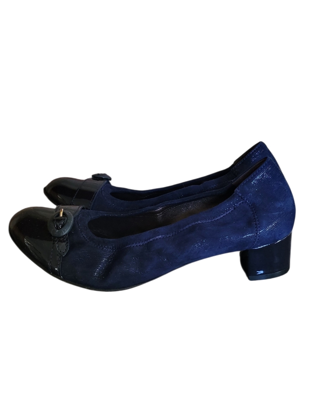 AGL Blue Suede Cap Toe Pumps Size 38 US 8 - Picture 3 of 6